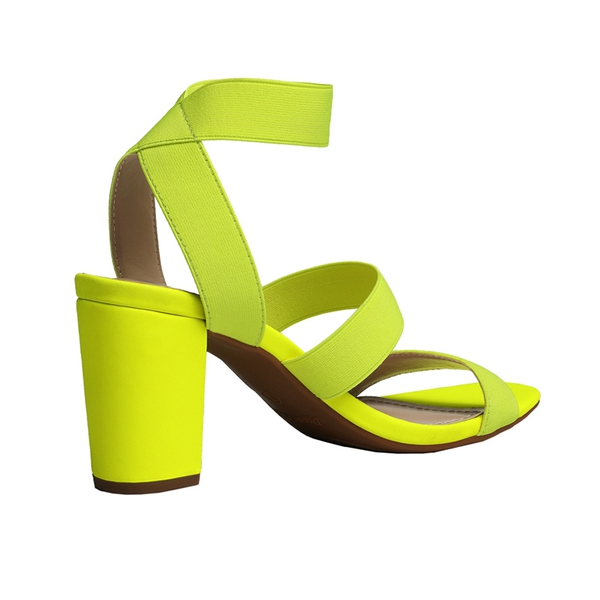 Elastic Chunky Strap Sandals - NEON LIME - 2